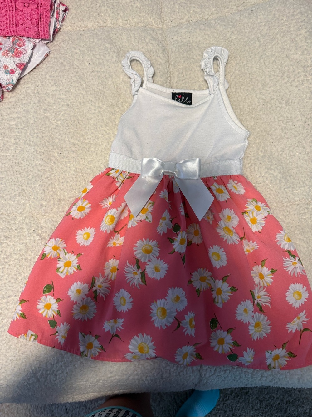lilt Pink Daisy Bow Dress for Kids